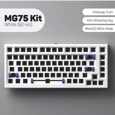 Kit bàn phím cơ MonsGeek MG75 White (Dual Mode / Hotswap 5 pin) - Hàng chính hãng