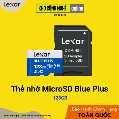 Thẻ nhớ Lexar BLUE PLUS microSDXC UHS-I Card, C10, U3, V30, A2, Up to 100MB/s - 128GB