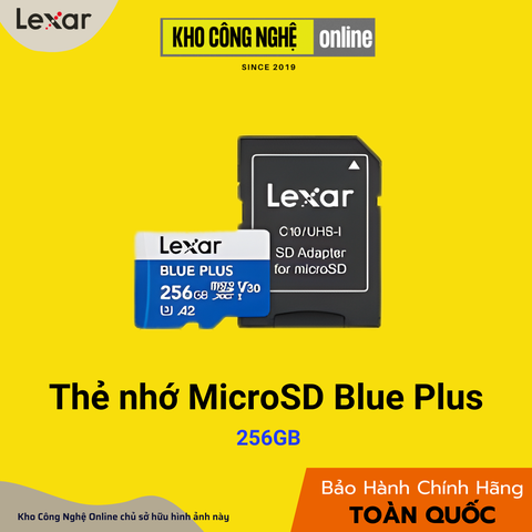 Thẻ nhớ Lexar BLUE PLUS microSDXC UHS-I Card, C10, U3, V30, A2, Up to 170MB/s - 256GB
