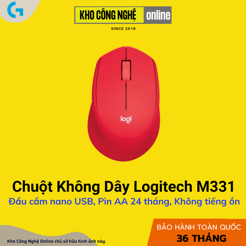 Chuột Không Dây Logitech M331 - Đỏ