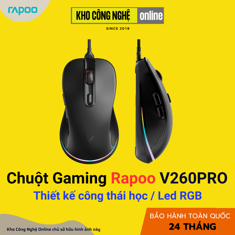 Chuột Gaming công thái học có dây Rapoo V260 Pro