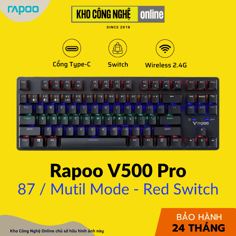 Bàn Phím Cơ Gaming Rapoo V500PRO MULTI MODE - Switch Red