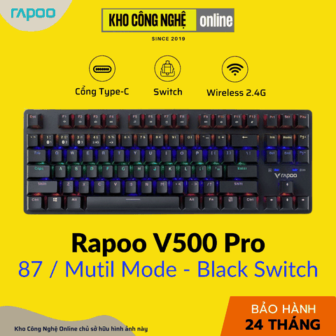 Bàn Phím Cơ Gaming Rapoo V500PRO MULTI MODE - Switch Black