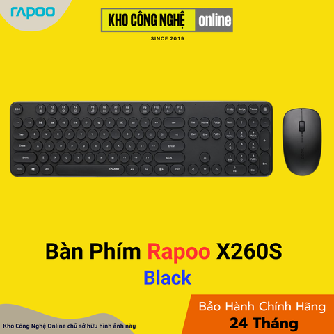 Bộ phím chuột không dây Rapoo X260S - Đen
