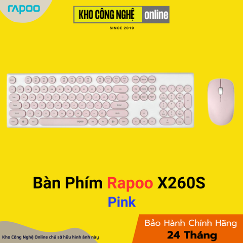 Bộ phím chuột không dây Rapoo X260S - Hồng