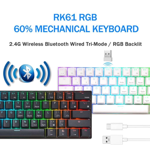 RK61 New Hotswap - Bàn Phím Cơ không dây Royal Kludge RK61 Bluetooth 5.0 và Wireless 2.4G