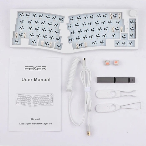 Kit bàn phím cơ Feker Alice 80 (Mạch Xuôi, 3 Mode, Gasket Mount, Núm xoay, Pin 8000mAh)