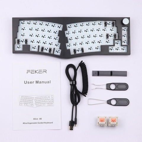 Kit bàn phím cơ Feker Alice 80 (Mạch Xuôi, 3 Mode, Gasket Mount, Núm xoay, Pin 8000mAh)