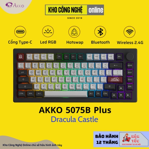 Bàn phím cơ AKKO 5075B Plus Dracula Castle (Multi-modes / RGB / Hotswap / Gasket mount)