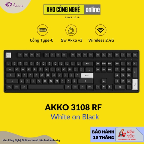 Bàn phím cơ AKKO 3108 RF Black on White / White on Black (2.4Ghz / AKKO sw v3) - Hàng Chính Hãng