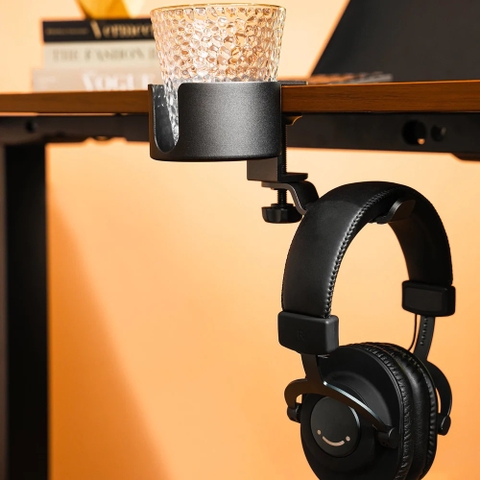 Giá để cốc kẹp bàn tích hợp giá treo tai nghe móc treo đồ HyperWork CH01