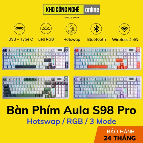 Bàn Phím Cơ AULA S98 Pro có Hotswap, Led RGB, Kết Nối 3 Mode