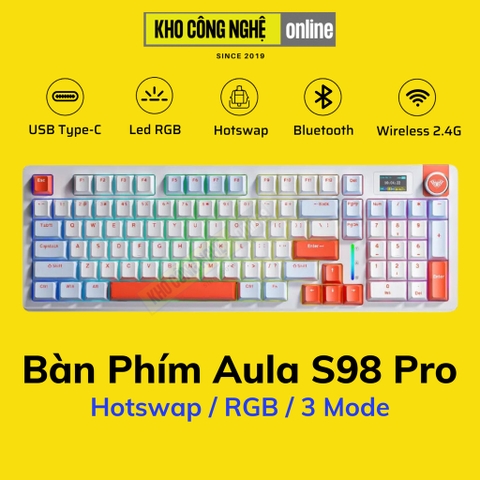 Bàn Phím Cơ AULA S98 Pro có Hotswap, Led RGB, Kết Nối 3 Mode