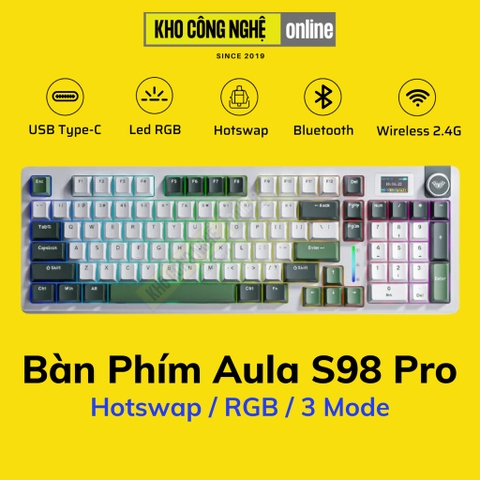 Bàn Phím Cơ AULA S98 Pro có Hotswap, Led RGB, Kết Nối 3 Mode