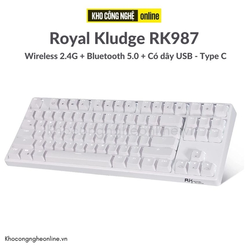Bàn phím cơ không dây RK987 Kết nối 3 thiết bị Bluetooth 5.0 - Wireless 2.4G - Cáp Type C