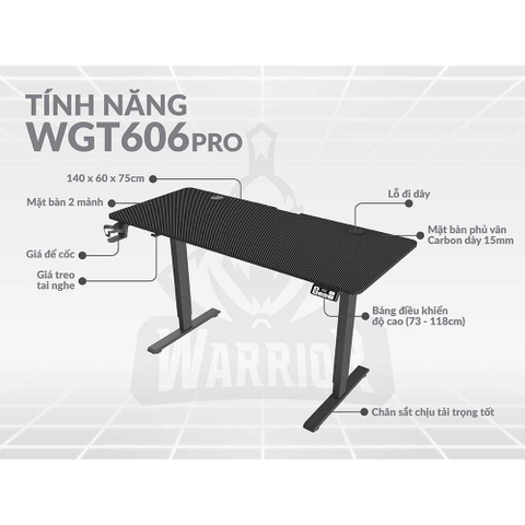 Bàn nâng hạ WARRIOR Paladin Series WGT606 Pro (Hàng Chính Hãng)