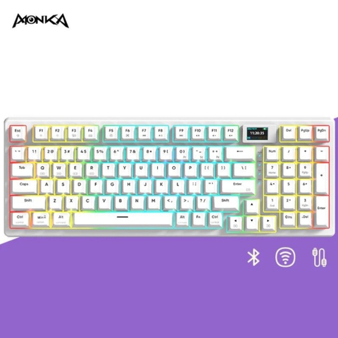 MONKA 3098 V2 Pro - Bàn phím cơ MONKA 3098 V2 Pro Có Màn Hình LCD, Mạch Xuôi, Led RGB, Kết Nối 3 Mode