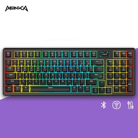 MONKA 3098 V2 Pro - Bàn phím cơ MONKA 3098 V2 Pro Có Màn Hình LCD, Mạch Xuôi, Led RGB, Kết Nối 3 Mode