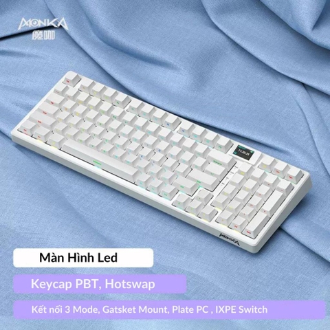 MONKA 3098 V2 Pro - Bàn phím cơ MONKA 3098 V2 Pro Có Màn Hình LCD, Mạch Xuôi, Led RGB, Kết Nối 3 Mode