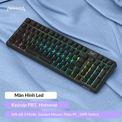 MONKA 3098 V2 Pro - Bàn phím cơ MONKA 3098 V2 Pro Có Màn Hình LCD, Mạch Xuôi, Led RGB, Kết Nối 3 Mode