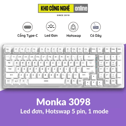 MONKA 3098 V2 Pro - Bàn phím cơ MONKA 3098 V2 Pro Có Màn Hình LCD, Mạch Xuôi, Led RGB, Kết Nối 3 Mode