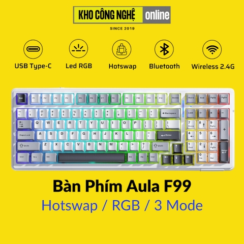 AULA F99 - Bàn Phím Cơ AULA F99 có Hotswap, Led RGB, Kết Nối 3 Mode