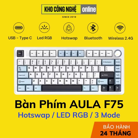 AULA F75 - Bàn Phím Cơ AULA F75 có Hotswap, Led RGB, Kết Nối 3 Mode