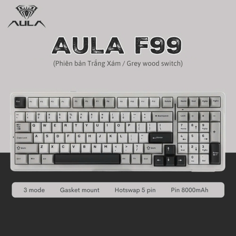 AULA F99 - Bàn Phím Cơ AULA F99 có Hotswap, Led RGB, Kết Nối 3 Mode