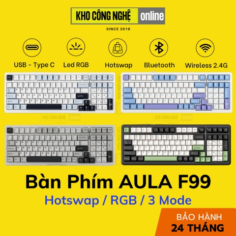 AULA F99 - Bàn Phím Cơ AULA F99 có Hotswap, Led RGB, Kết Nối 3 Mode