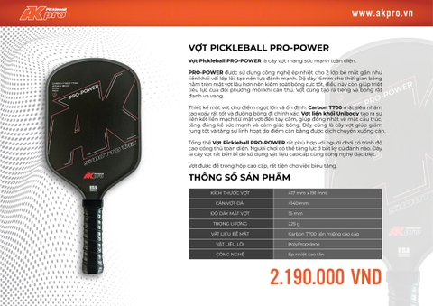 Vợt Pickleball Cần Thơ PRO-POWER Carbon T700