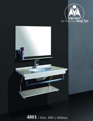 Lavabo đá Việt Mỹ 4801 kèm gương
