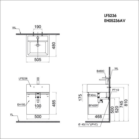 Bộ Lavabo tủ Caesar LF5236