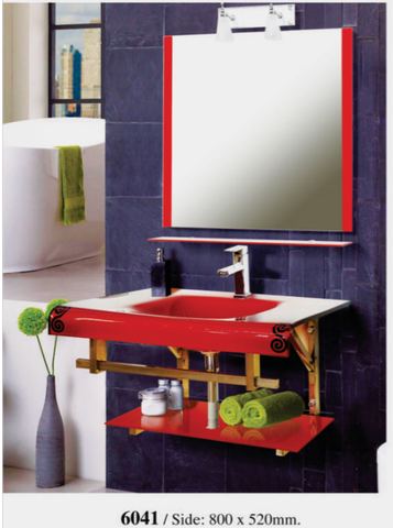Lavabo kính Việt Mỹ 6041 kèm gương