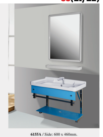 Lavabo kính Việt Mỹ 6155A kèm gương