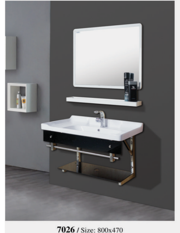 Lavabo kính Việt Mỹ 7026 kèm gương