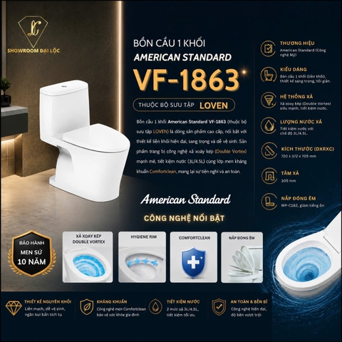 Bồn cầu 1 khối American Standard LOVEN VF-1863