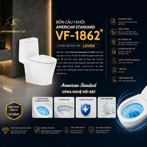 Bồn cầu 1 khối American Standard LOVEN VF-1862