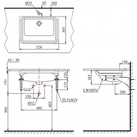 Lavabo chậu rửa mặt Toto LT505T âm bàn sứ CEFIONTECT