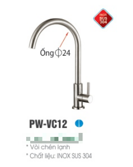 Vòi chậu rửa chén Tapower VC-12 nước lạnh i304 bóng