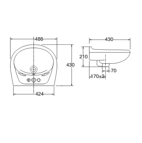 Lavabo chậu rửa mặt Viglacera VTL3 treo tường kèm chân