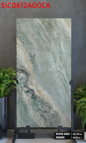 Gạch nhập khẩu Ấn Độ Ocean aqua grande - High glossy - SIC0612AGOCA (Kt:600x1200)