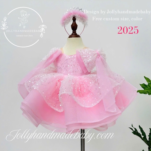 Pink Sequin Girl Dress - Birthday Baby Dress - Princess Dress Baby - Tulle Dress Girls - Custom Size And Color You Love