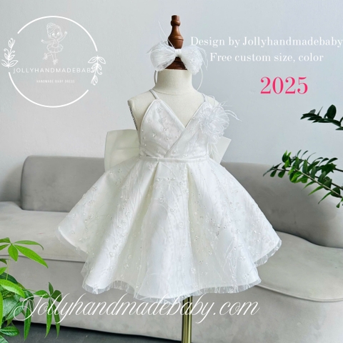White Toddler Dress - White Feather Dress - Toddler Tulle Dress - Custom Size And Color You Love
