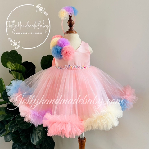 Blush Flower Girl Dress | Tulle Dress | Birthday Girl Dress | Vintage Tulle Dress | Pink tulle dress ruffled
