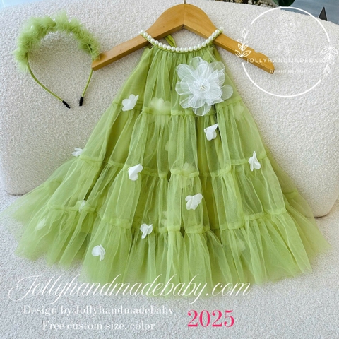 Sage Tulle Summer Girl Dress
