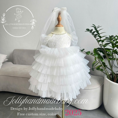 White Girl Wedding Dress - Party Wedding Girl Dress - White Handmade Girl Dress - Custom Size And Color You Like