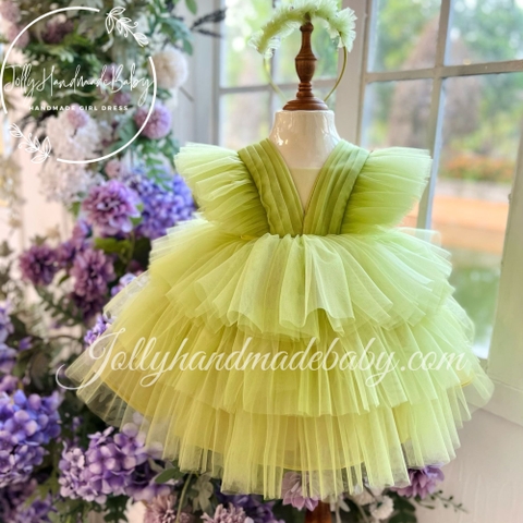 Girls Avocado Dress | Avocado dress for baby | Girls 1st birthday dress | Puffy tulle baby dress | Tutu dress for kids