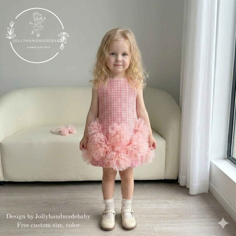 Mom and Daughter Matching Pink Dress, Mommy and Me Outfit, Flower Girl Dress, Handmade Toddler Dress, Family Matching Birthday Party Dress