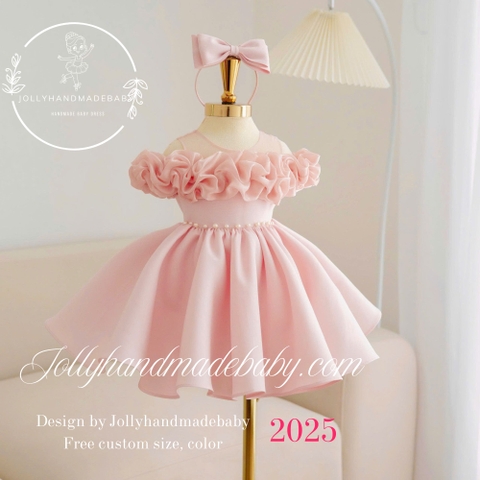 Rose Baby Tutu Dress, Toddler Dress, Pink Sun Dress, Pink Pageant Dressandmade Baby Dress - 2nd birthday dress - Custom Size And Color You Love