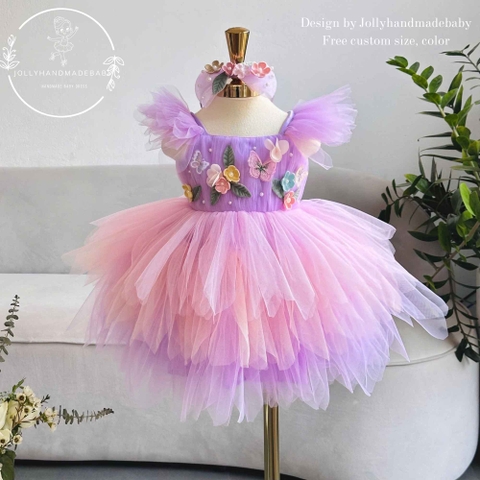 Lavender Handmade Tulle Flower Girl Dress: Special Occasion Gown